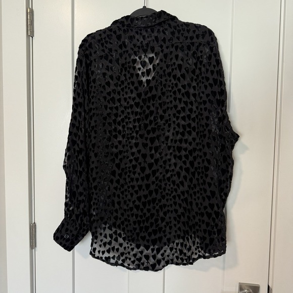 AMI Alexandre Mattiussi Black Heart Motif Button Shirt NEW Silk Blend Size 39 - Picture 5 of 5